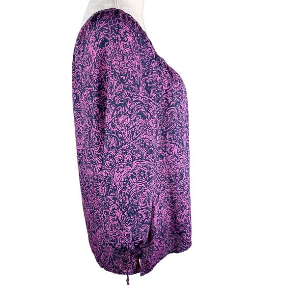 Banana Republic Top Blouse Small Purple Blue Print Semi Sheer New - Picture 10 of 10